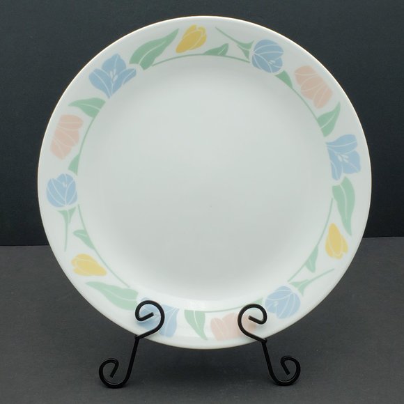 Corelle Friendship Dinner Plates 5 Corning Tulip Muted Pastel Floral Plates - Picture 3 of 7